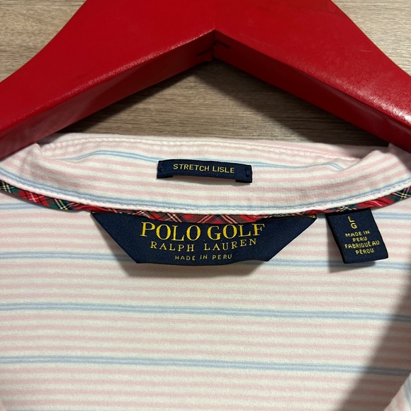 Polo Golf Ralph Lauren Men’s Striped Short Sleeve Collared Shirt Large - Picture 3 of 4